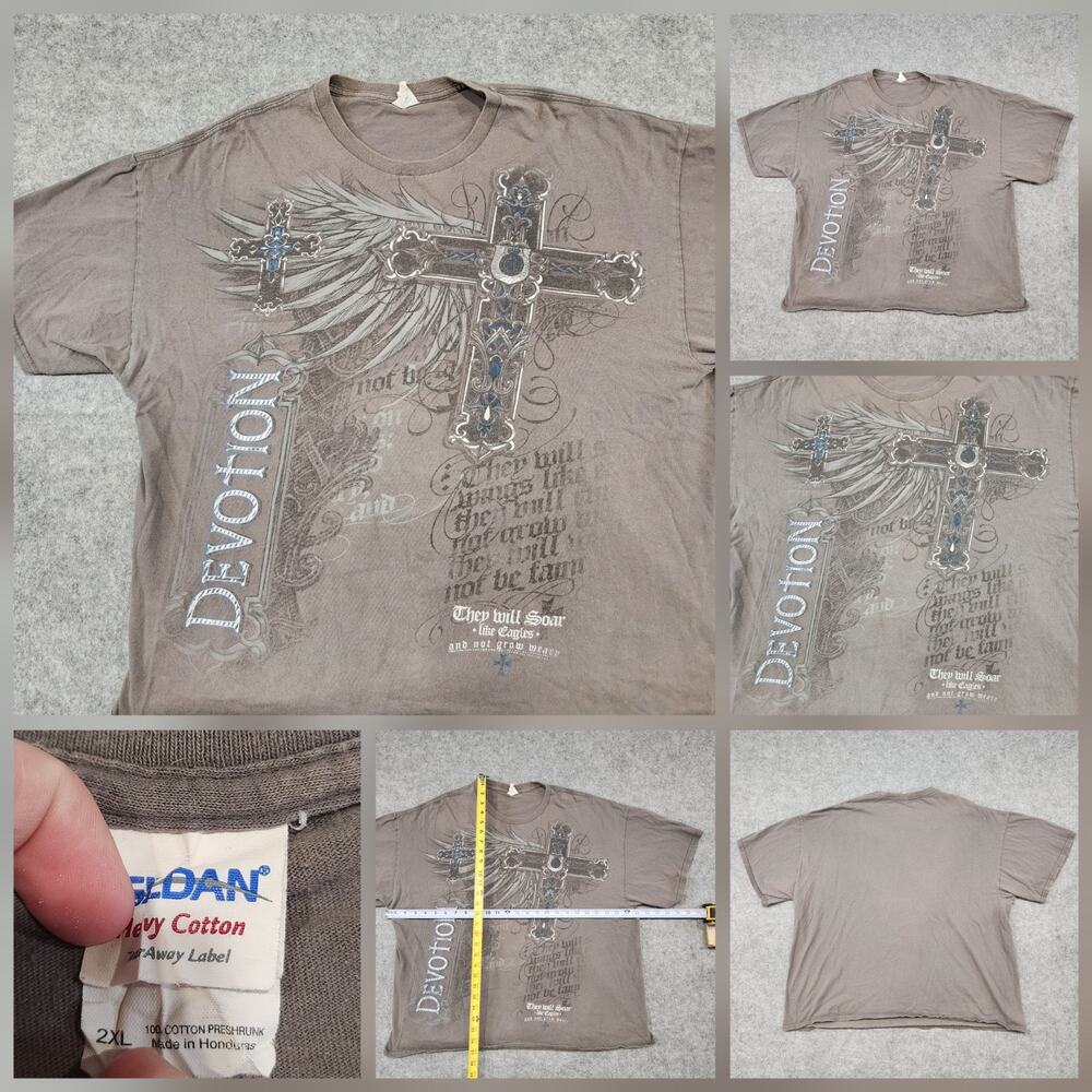 Devotion *Affliction Y2K Style* Mens 2XL Cross Wings‎ Graphic T Shirt Streetwear